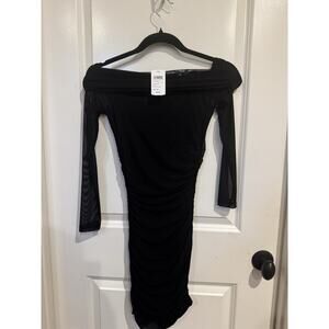 Windsor NWT Off Shoulder Long Sleeve Mini Dress Black Small